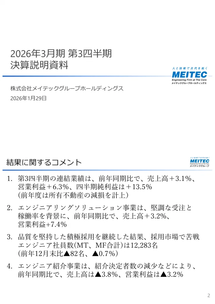 メイテックGHD - 2026年3月期第3四半期 決算説明資料 ★★★ | Third Generation Linux